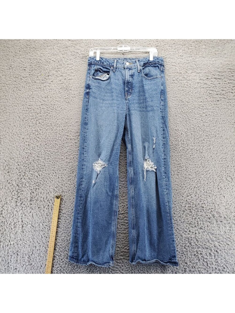 Old Navy Jeans Womens Size 8 Blue Extra High-Rise Sky-Hi Wide-Leg Distressed